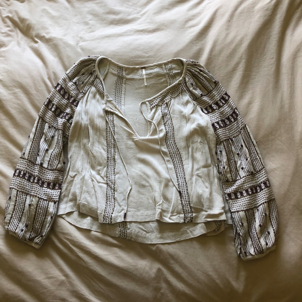 Free People Embroidered and beaded blouse